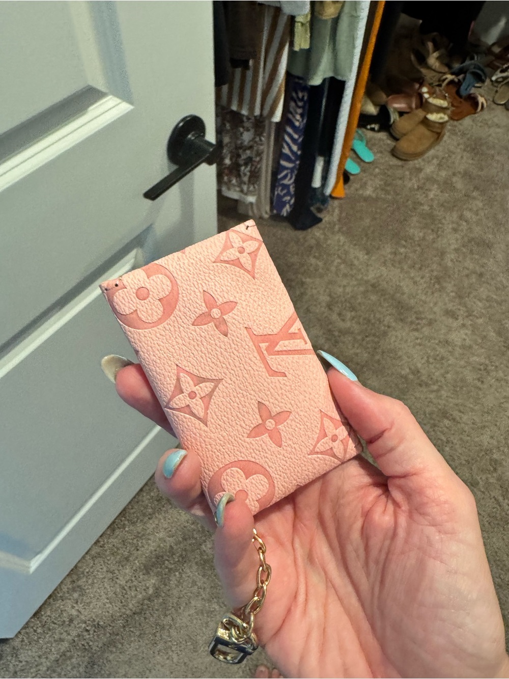 Pink Monogram Coin Pouch Keychain - Picture 3 of 3